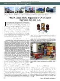 Extrusion Industry & Technology News: WEFA Cedar Marks Expansion of CVD Coated Extrusion Dies into U.S.