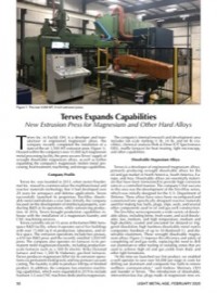 Terves Expands Capabilities: New Extrusion Press for Magnesium and Other Hard Alloys