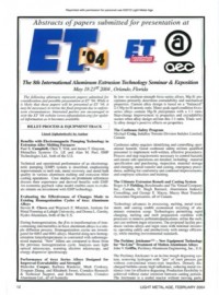 Abstracts of Papers Submitted for Presentation at ET '04