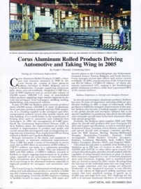 Corus Aluminum Rolled Products Driving Automotive and Taking Wing in 2005