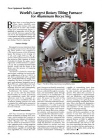 New Equipment Spotlight: World’s Largest Rotary Tilting Furnace for Aluminum Recycling